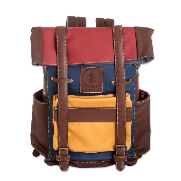 Alternate image for Leather-Accented Colorful Backpack Colorful Adventure