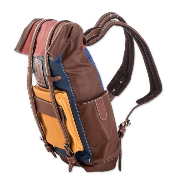 Alternate image for Leather-Accented Colorful Backpack Colorful Adventure
