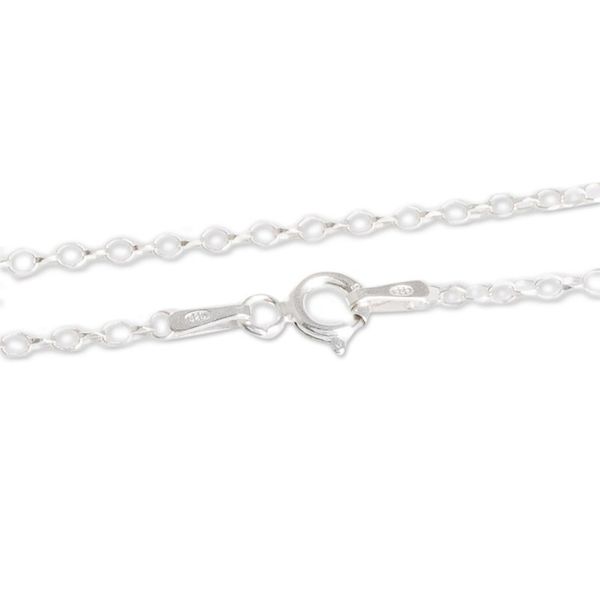 Alternate image for 925 Silver Necklace with Rhombus-Shaped Green Jade Pendant Rhombus in Green