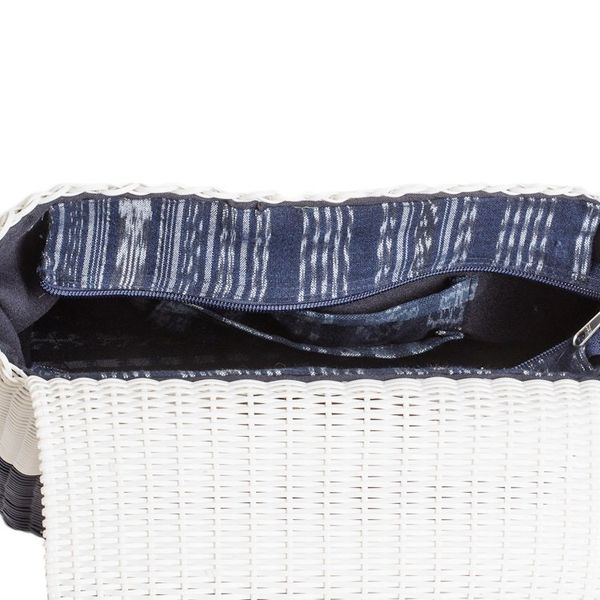 Alternate image for Handwoven Recycled Vinyl Cord Backpack with Leather Straps Midnight Creation