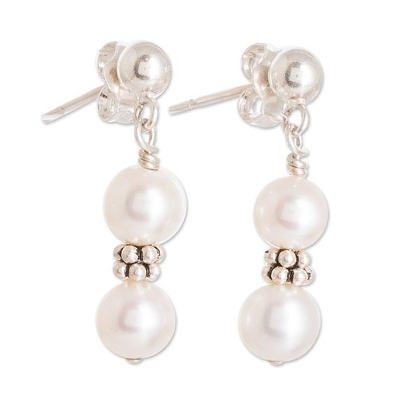 Alternate image for Cream Cultured Pearl Beaded Dangle Earrings from Costa Rica Marine Victory
