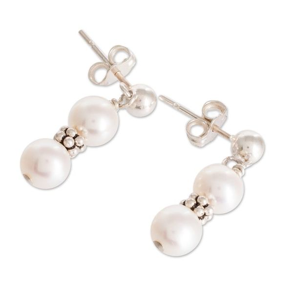 Alternate image for Cream Cultured Pearl Beaded Dangle Earrings from Costa Rica Marine Victory