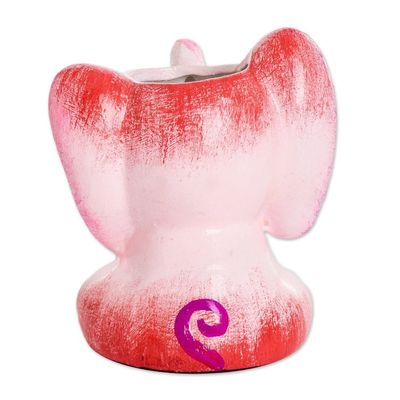 Alternate image for Handpainted Mini Ceramic Elephant Flower Pot from Guatemala Herbaceous Elephant