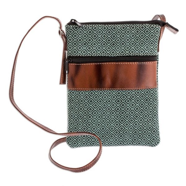 Alternate image for Adjustable Cotton and Leather Sling Bag Comalapa Diamonds in Mint
