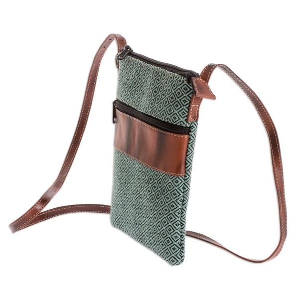 Alternate image for Adjustable Cotton and Leather Sling Bag Comalapa Diamonds in Mint