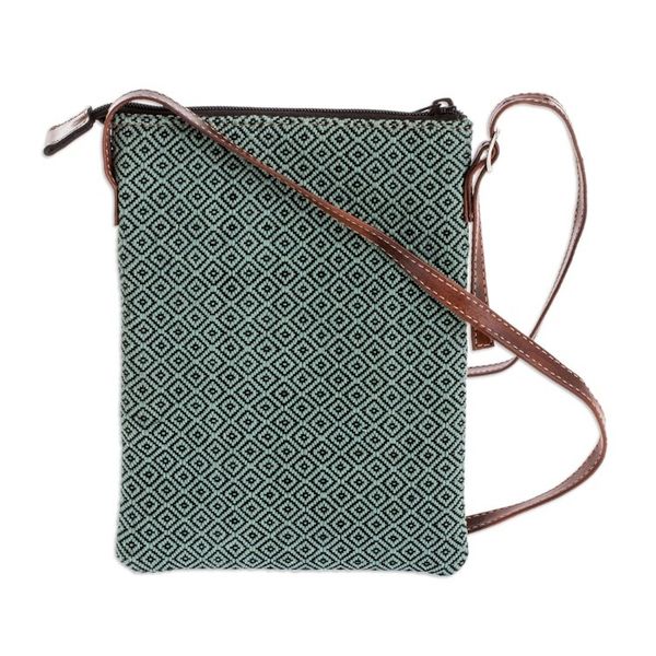 Alternate image for Adjustable Cotton and Leather Sling Bag Comalapa Diamonds in Mint