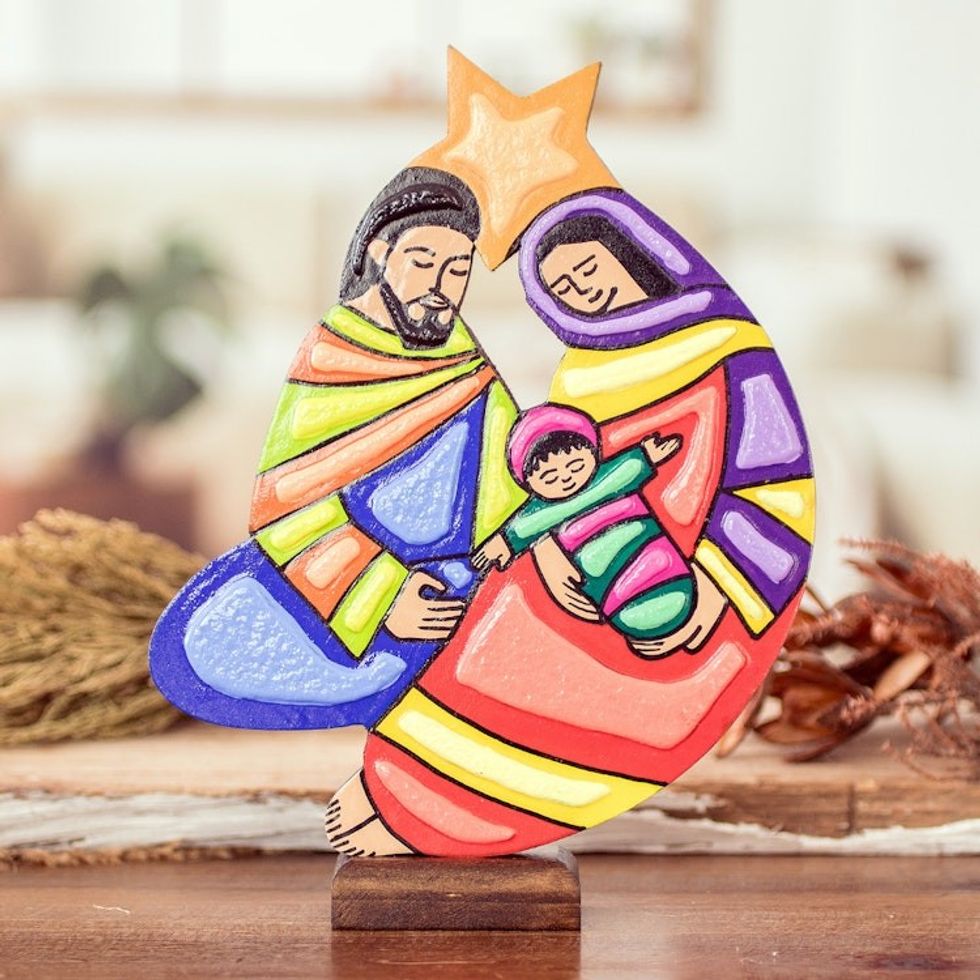 Wood Nativity Sculpture with Star from El Salvador 'Light and Hope'