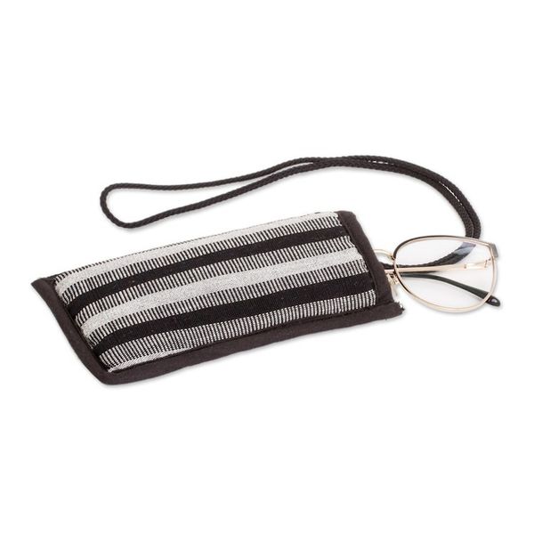 Alternate image for Black and White Cotton Glasses Case Handmade in Guatemala Wintertime