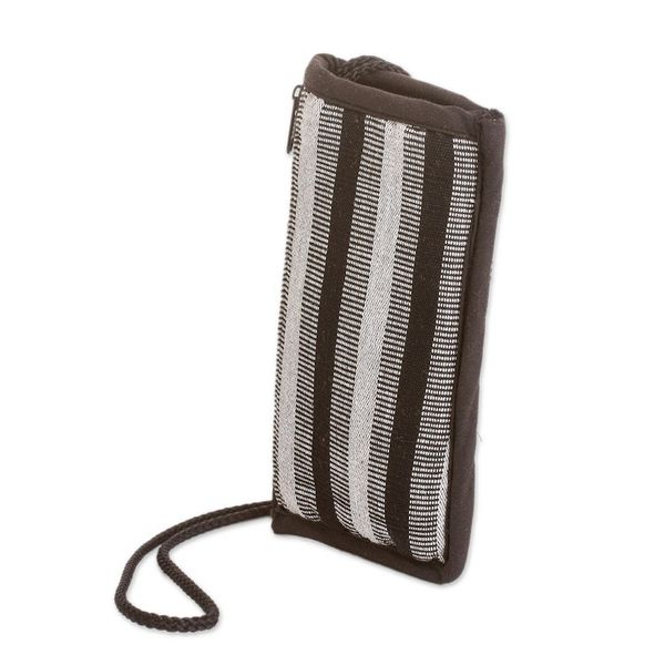 Alternate image for Black and White Cotton Glasses Case Handmade in Guatemala Wintertime