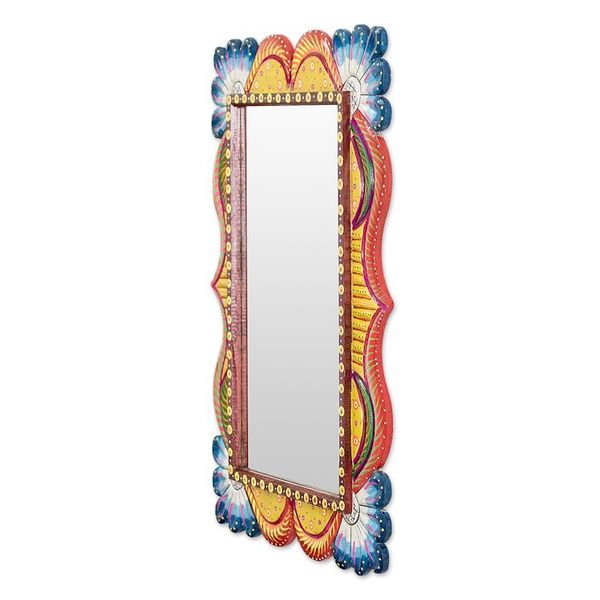 Alternate image for Wood Framed Wall Mirror in Multiple Colors from Guatemala Guatemalan View