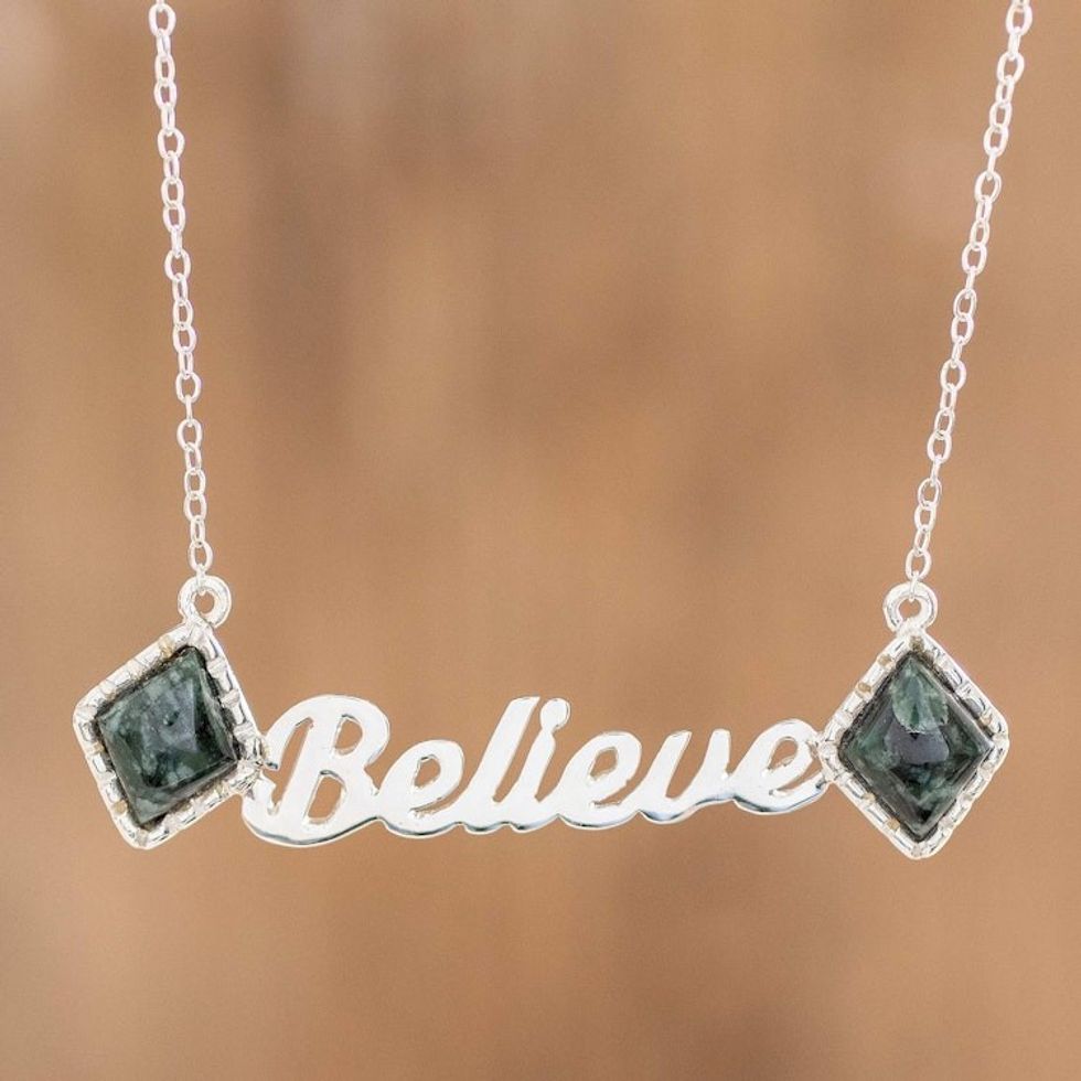 Inspirational Jade Necklace 'Believing'