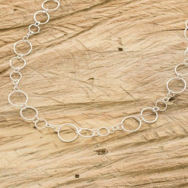 Alternate image for Sterling Silver Link Necklace with Bubble Motifs Sparkling Bubbles