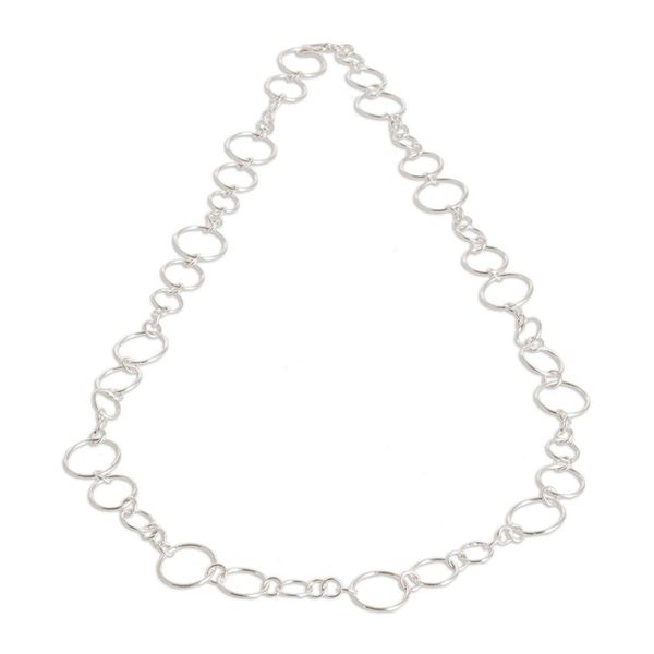 Alternate image for Sterling Silver Link Necklace with Bubble Motifs Sparkling Bubbles