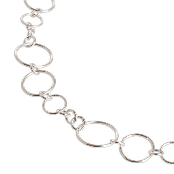 Alternate image for Sterling Silver Link Necklace with Bubble Motifs Sparkling Bubbles