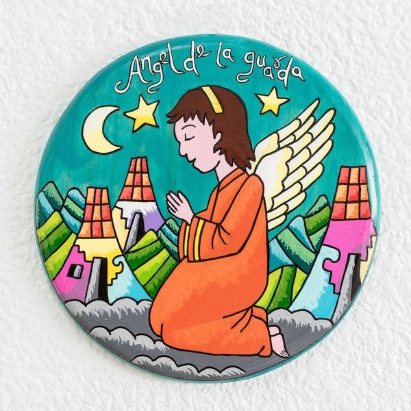 Alternate image for Handcrafted Pinewood Wall Accent Guardian Angel