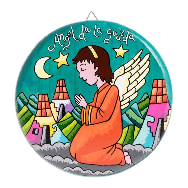 Alternate image for Handcrafted Pinewood Wall Accent Guardian Angel