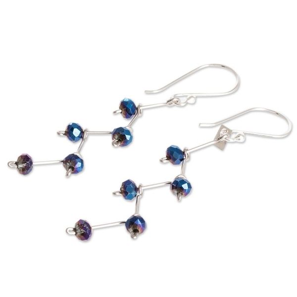 Alternate image for Blue Crystal Bead Dangle Earrings From Guatemala Blue Crystal Sparkle