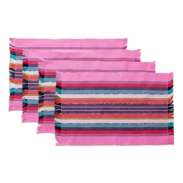 Alternate image for Handwoven Cotton Bubblegum Placemats with Napkins Set of 4 Bubblegum Paths