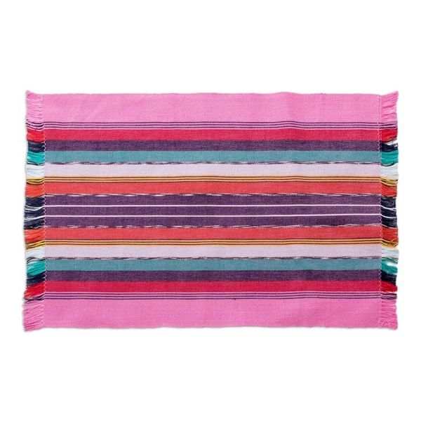 Alternate image for Handwoven Cotton Bubblegum Placemats with Napkins Set of 4 Bubblegum Paths