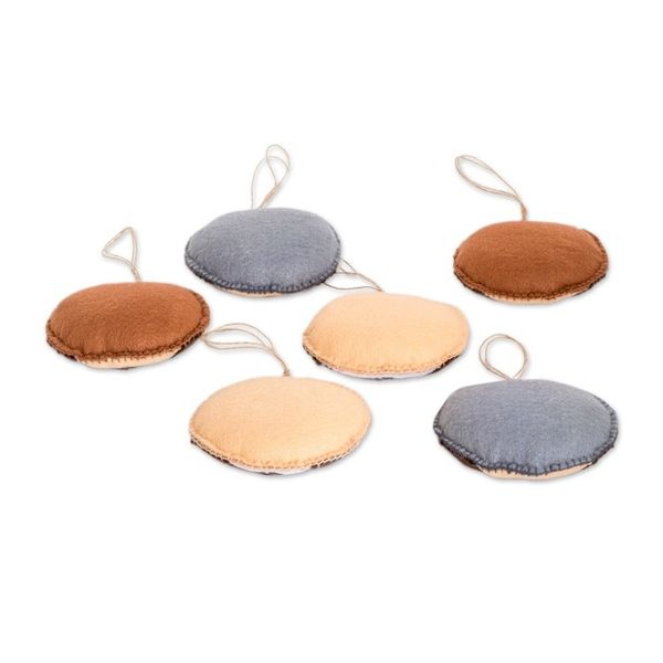 Alternate image for Set of 6 Handcrafted Felt Ornaments of Adorable Sloths Sleepy Smiles