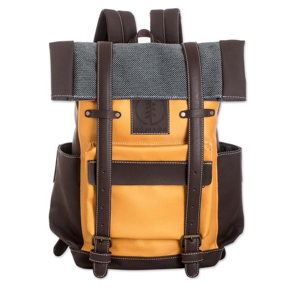 Alternate image for Leather-Accented Backpack in Marigold Marigold Adventure