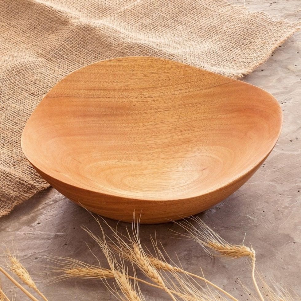 Handcrafted Wood Serving Bowl from Guatemala 'Moments with Family'