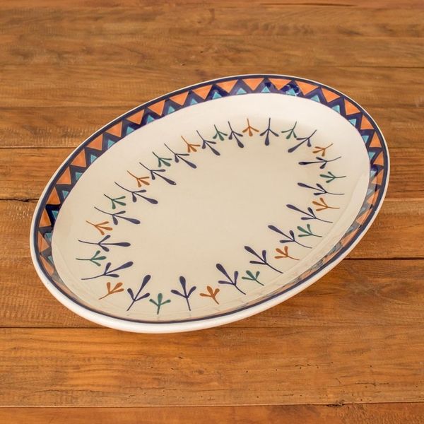 Alternate image for Ceramic Hand Painted Oval Serving Platter 14 Inch Antigua Breeze