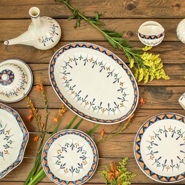 Alternate image for Ceramic Hand Painted Oval Serving Platter 14 Inch Antigua Breeze