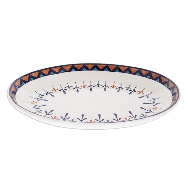 Alternate image for Ceramic Hand Painted Oval Serving Platter 14 Inch Antigua Breeze