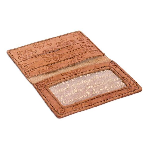 Alternate image for Handcrafted Leather Card Wallet with Celtic Knot Motifs Ginger Luck