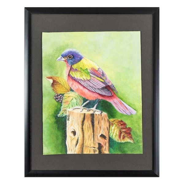 Alternate image for Oil on Canvas Painting of Colorful Bird from Guatemala Still Painted Bunting