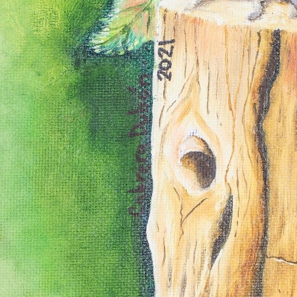 Alternate image for Oil on Canvas Painting of Colorful Bird from Guatemala Still Painted Bunting