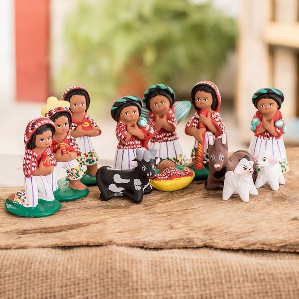 Alternate image for 12 Piece Ceramic Nativity Scene with Apparel from Santiago Christmas in Santiago