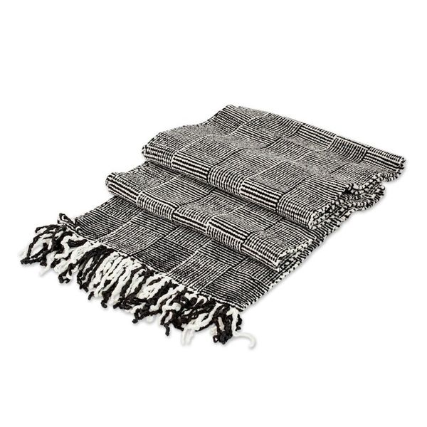 Alternate image for Black and White Rayon Scarf Monochromatic Elegance