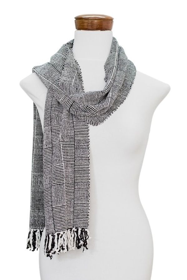 Alternate image for Black and White Rayon Scarf Monochromatic Elegance