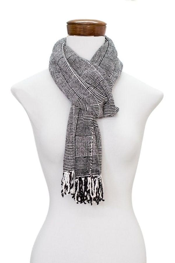 Alternate image for Black and White Rayon Scarf Monochromatic Elegance