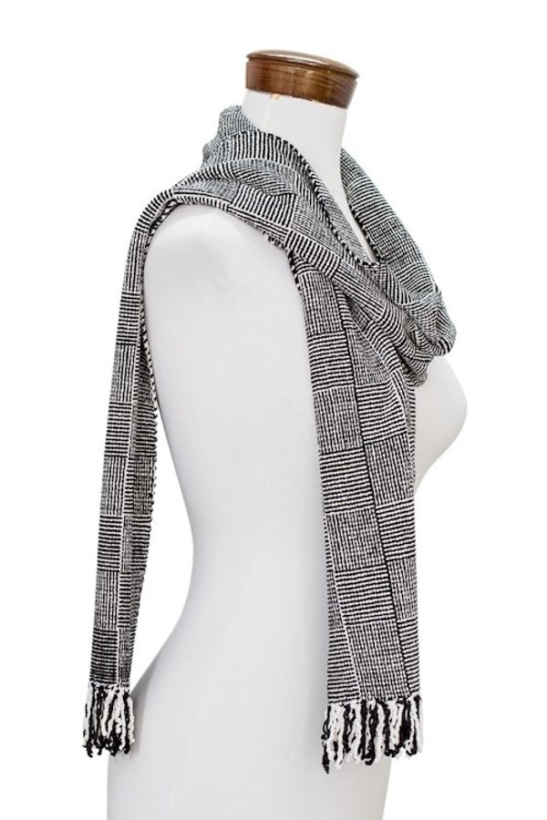 Alternate image for Black and White Rayon Scarf Monochromatic Elegance
