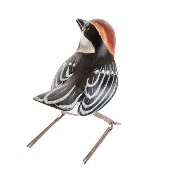 Alternate image for Artisan Crafted Bird Figurine Red-Headed Long-Tailed Tit
