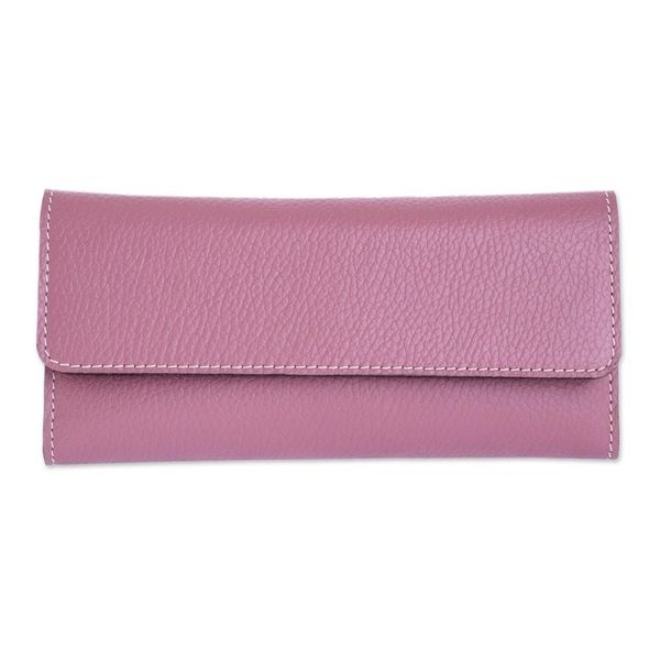 Alternate image for Dusty Rose Leather Tri Fold Wallet With Snap Closure Salvadoran Mauve