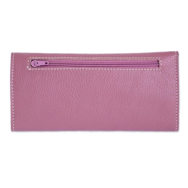 Alternate image for Dusty Rose Leather Tri Fold Wallet With Snap Closure Salvadoran Mauve