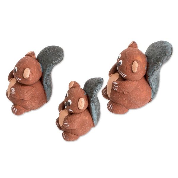 Alternate image for Set of 3 Hand-painted Beaver-themed Ceramic Figurines Beaver Family