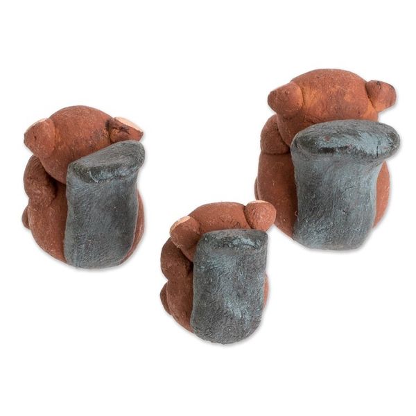 Alternate image for Set of 3 Hand-painted Beaver-themed Ceramic Figurines Beaver Family