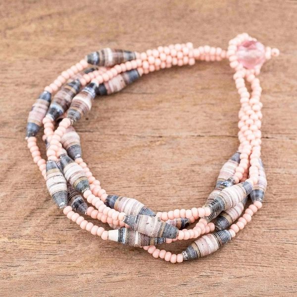 Alternate image for Handmade Recycled Paper Bracelet Bonds of Friendship in Pink