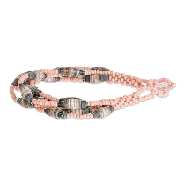 Alternate image for Handmade Recycled Paper Bracelet Bonds of Friendship in Pink