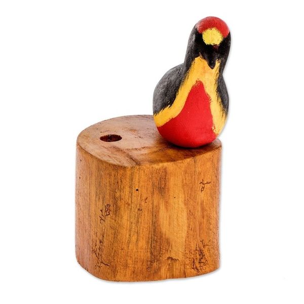 Alternate image for Hand Carved Red Crested Woodpecker Bird Wood Pencil Holder Crimson Crested Woodpecker
