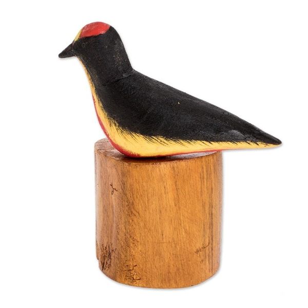 Alternate image for Hand Carved Red Crested Woodpecker Bird Wood Pencil Holder Crimson Crested Woodpecker