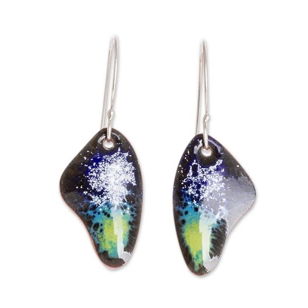 Alternate image for Handmade Enameled Copper Earrings Bold Butterfly