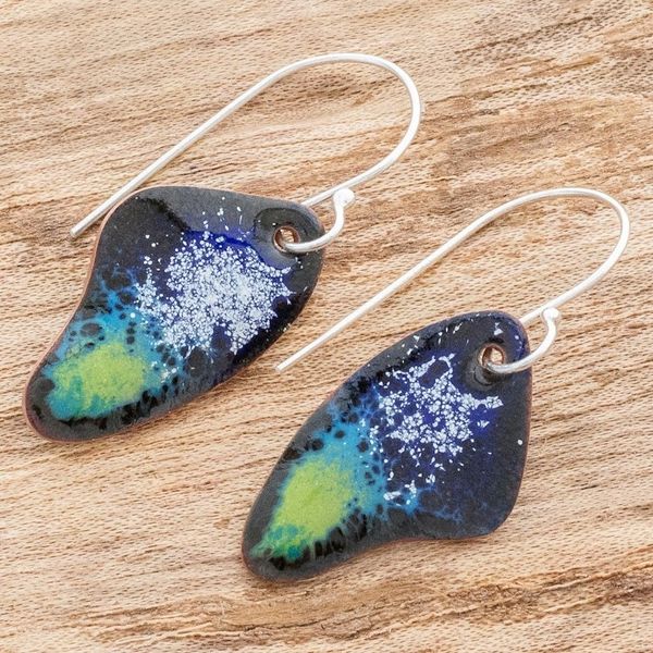 Alternate image for Handmade Enameled Copper Earrings Bold Butterfly