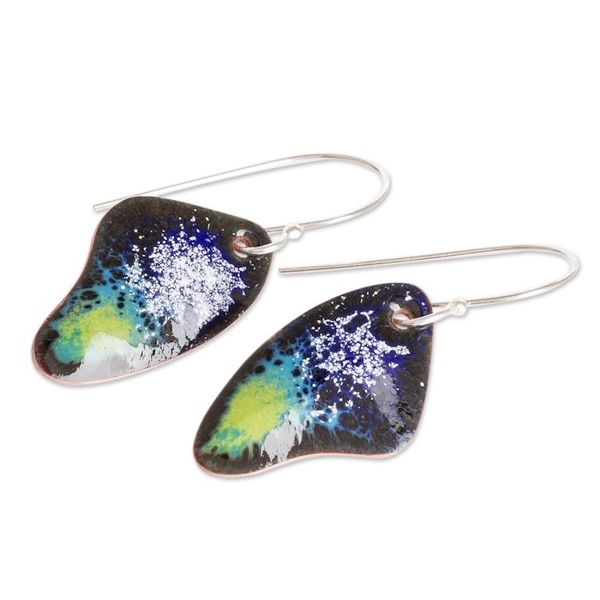 Alternate image for Handmade Enameled Copper Earrings Bold Butterfly