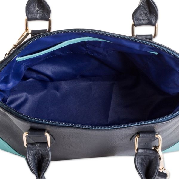 Alternate image for Leather Bowling Sling Bag with Handle and Removable Strap Ocean
